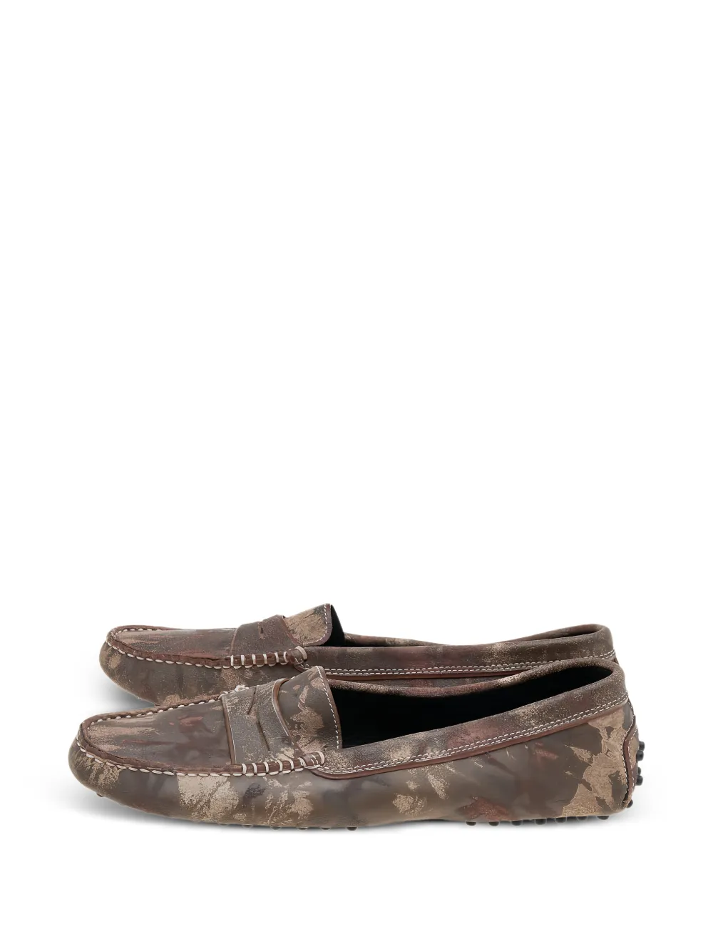Tod's Vintage printed penny loafers - Braun