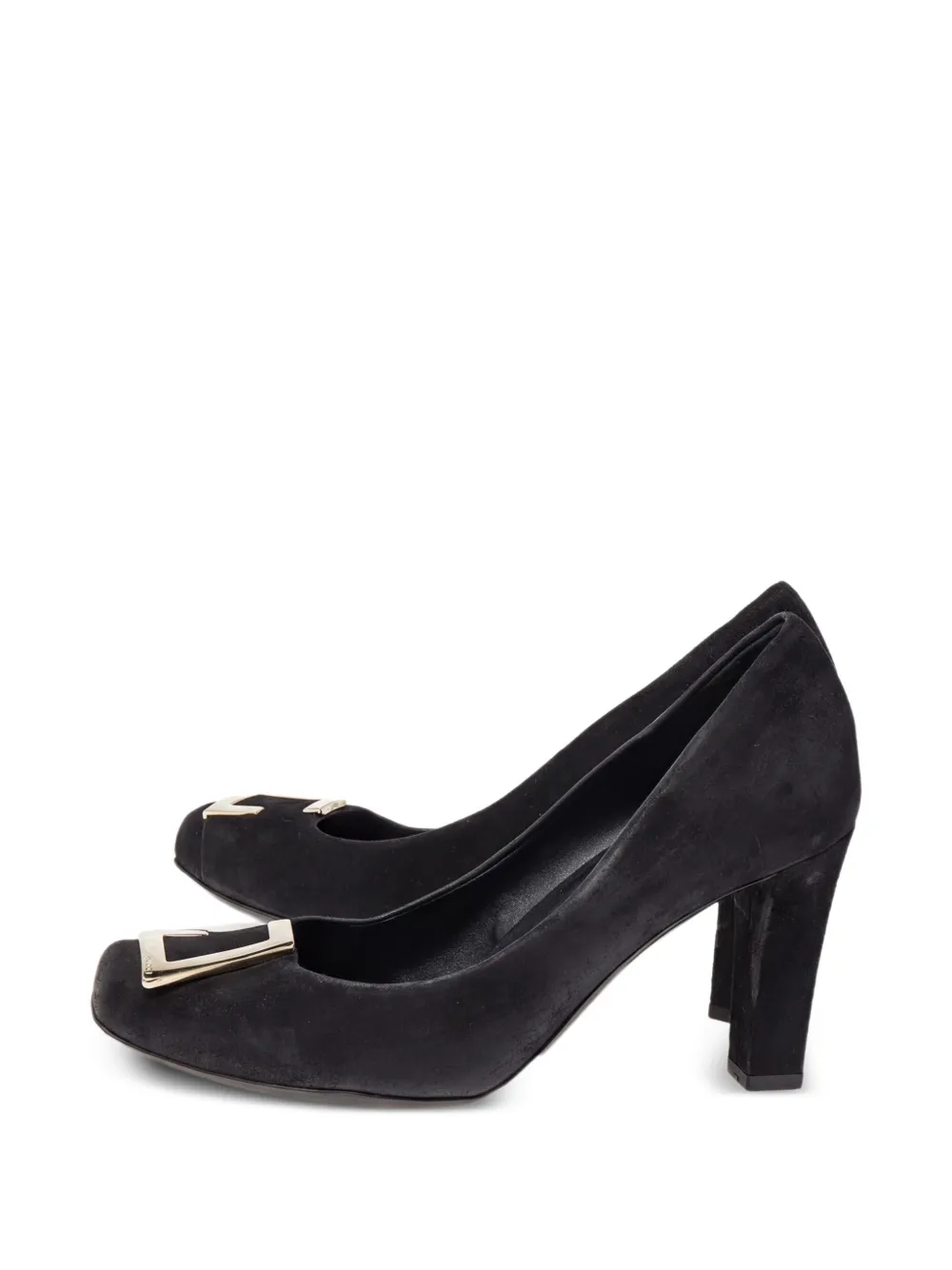 Gucci Pre-Owned square-toe metal-trim pumps - Schwarz