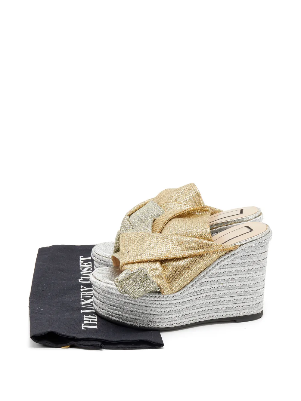 Nº21 knot-detail heeled espadrilles - Silver