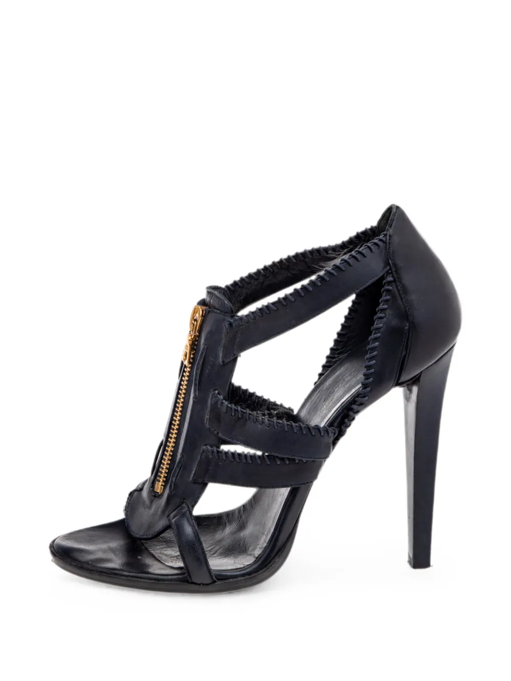 Balenciaga Pre-Owned caged leather sandals - Blu