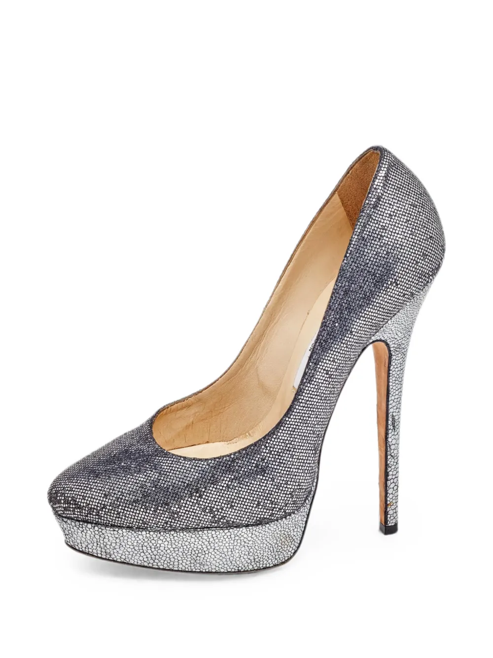 Jimmy Choo Pre-Owned Eros glitter platform pumps - Grau