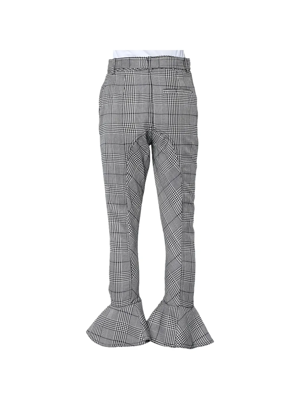Self-Portrait Geruite broek met ruche afwerking Grijs