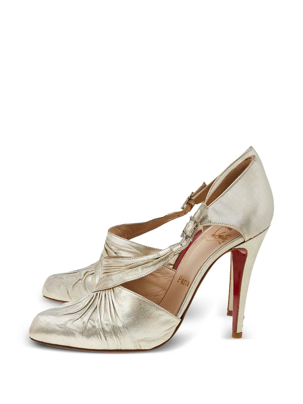 Christian Louboutin Pre-Owned ruffled-detail leather pumps - Gold