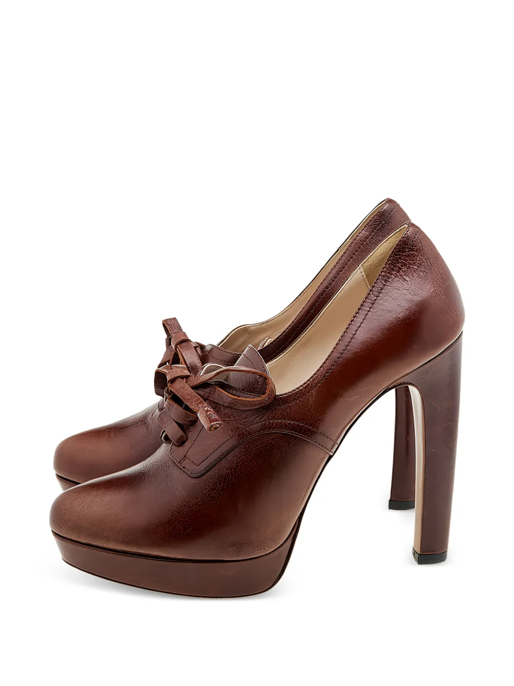 Prada Pre-Owned lace-up platform ankle boots - Braun