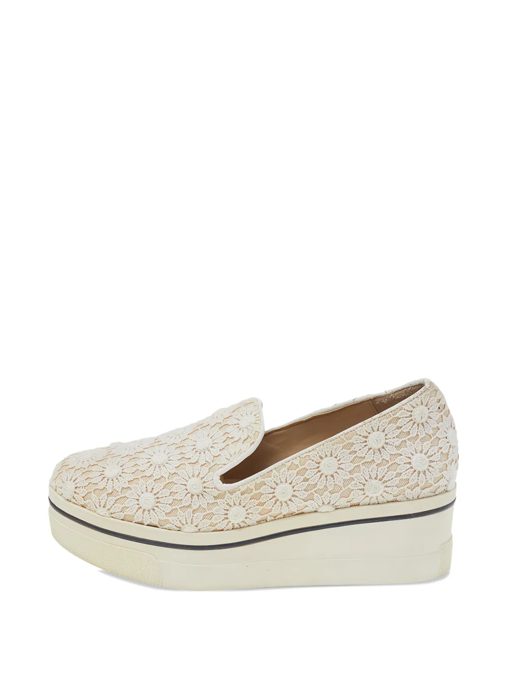 Stella McCartney Pre-Owned Floral-lace slip-on sneakers - Nude