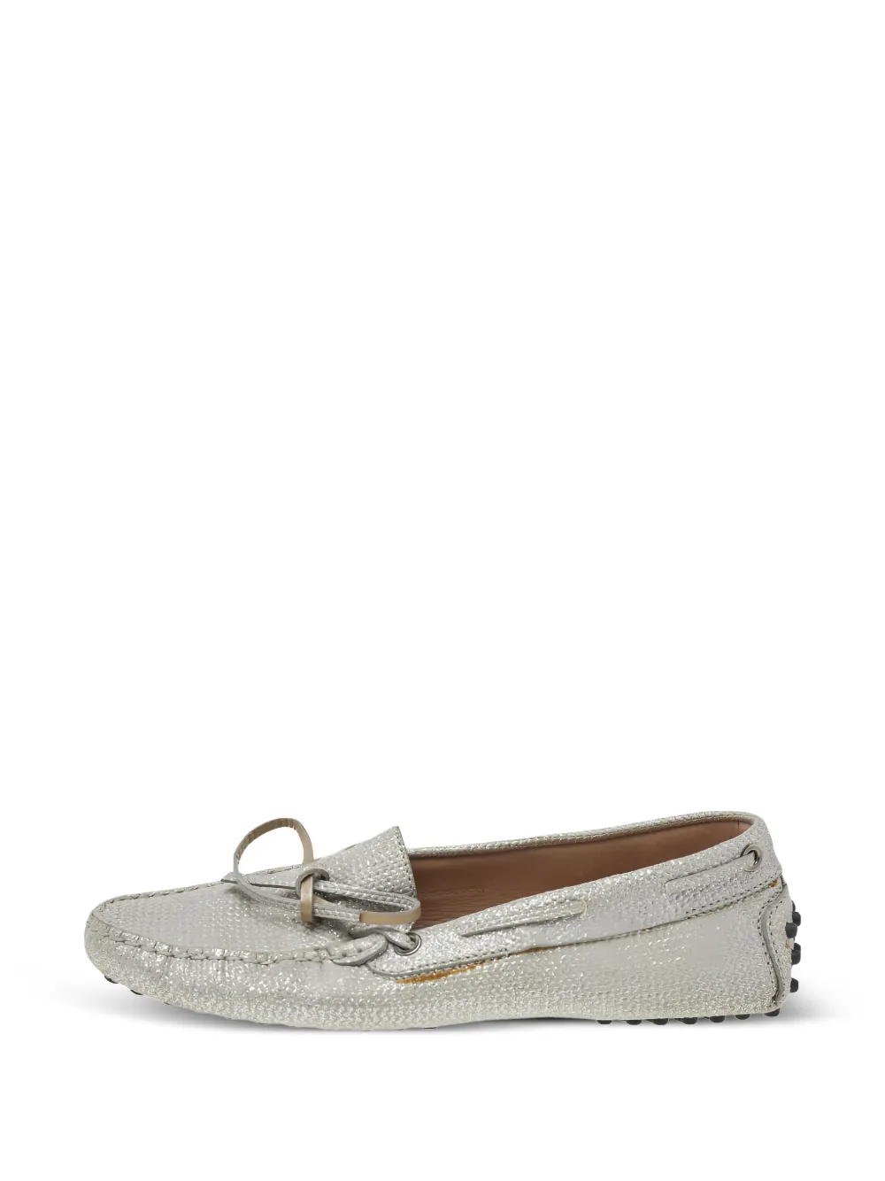 Tod's bow-detail glitter loafers - Silver