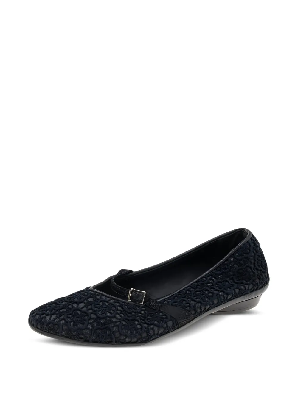 Ferragamo Pre-Owned lace strap ballet flats - Nero