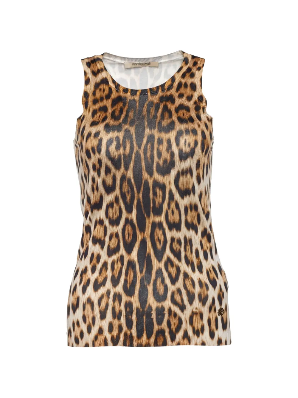 Roberto Cavalli Vintage leopard-print knit tank top - Nude