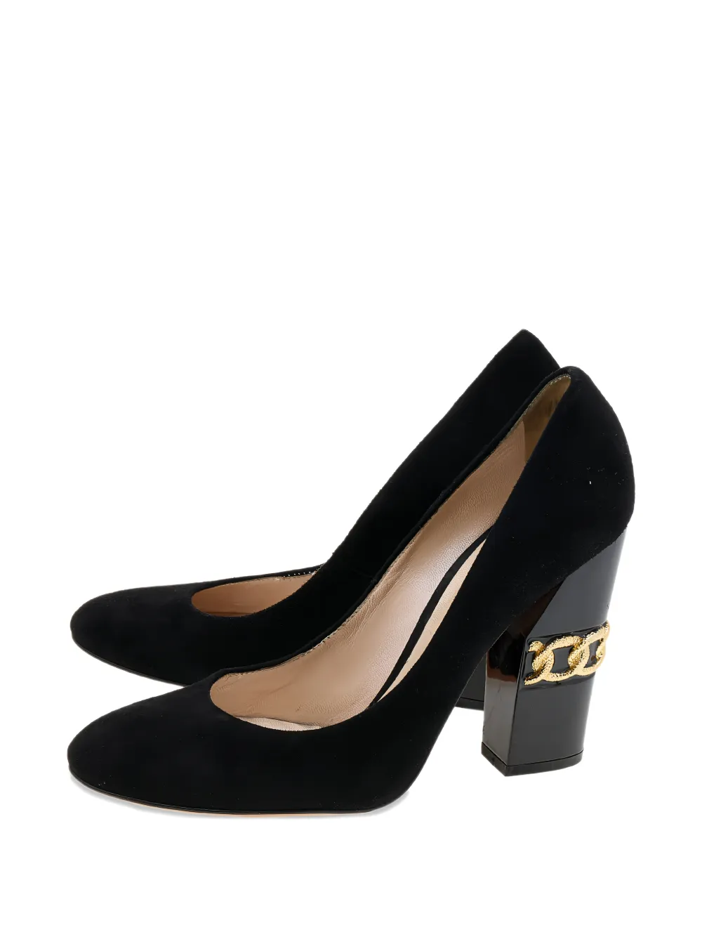 Casadei chain-embellished block-heel pumps - Nero
