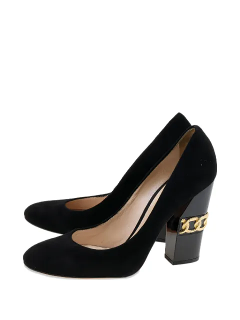 Casadei chain-embellished block-heel pumps