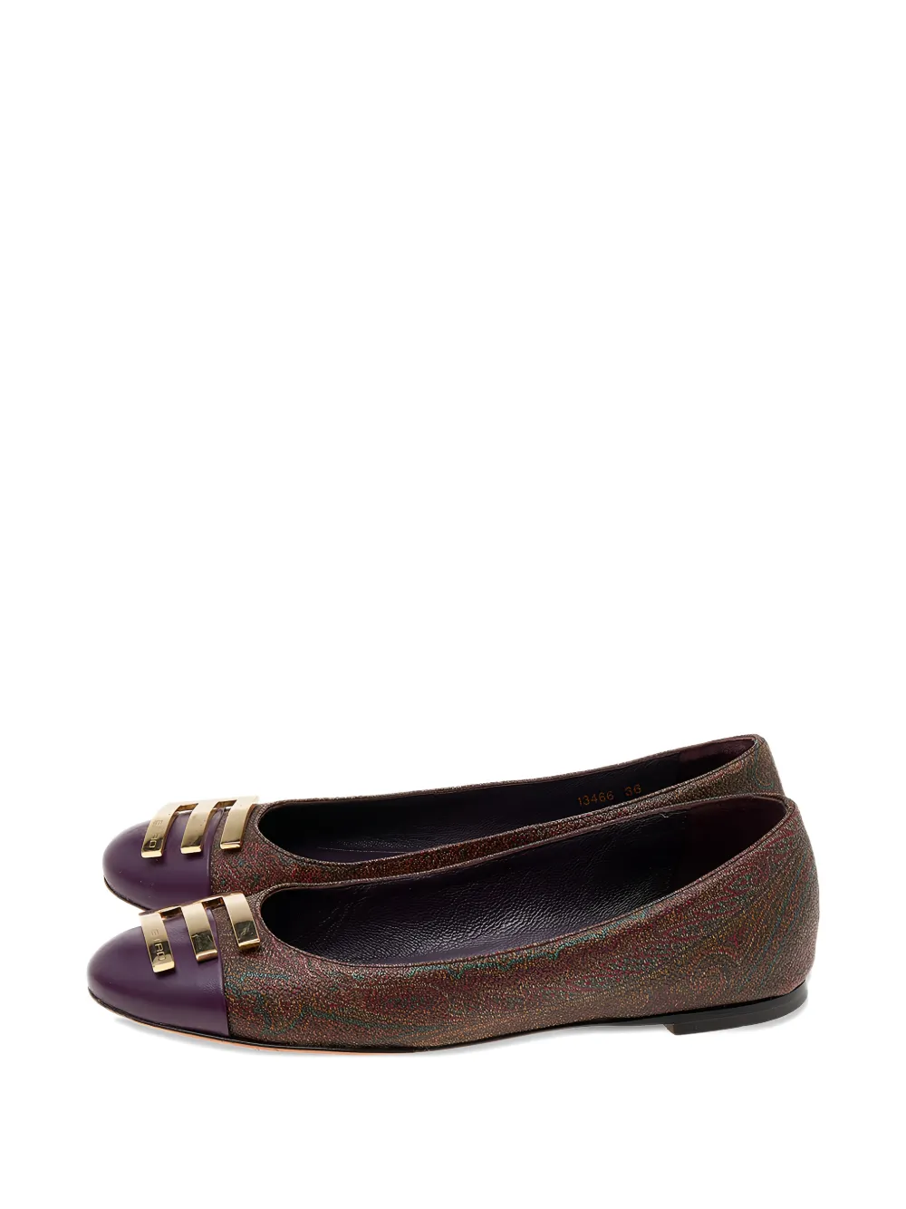 Etro Pre-Owned Paisley-print leather-cap ballet flats - Braun