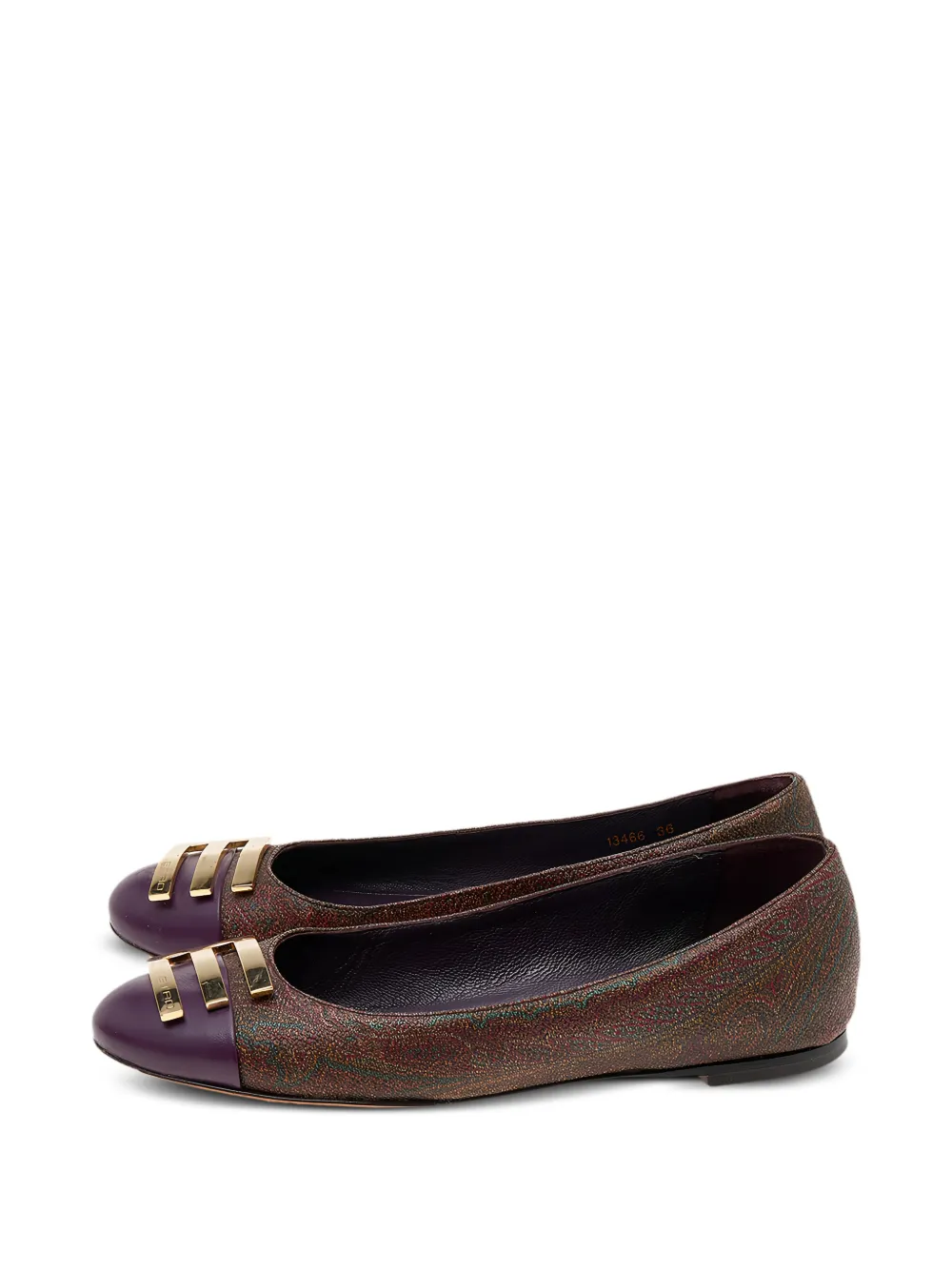 Etro Pre-Owned Paisley-print leather-cap ballet flats - Marrone