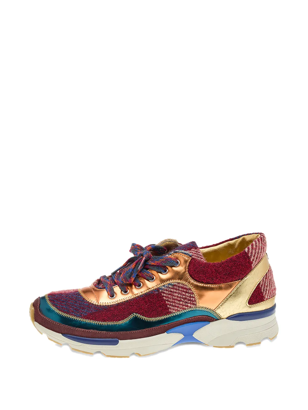 Pre-owned Chanel Cc Tweed Sneakers In Red