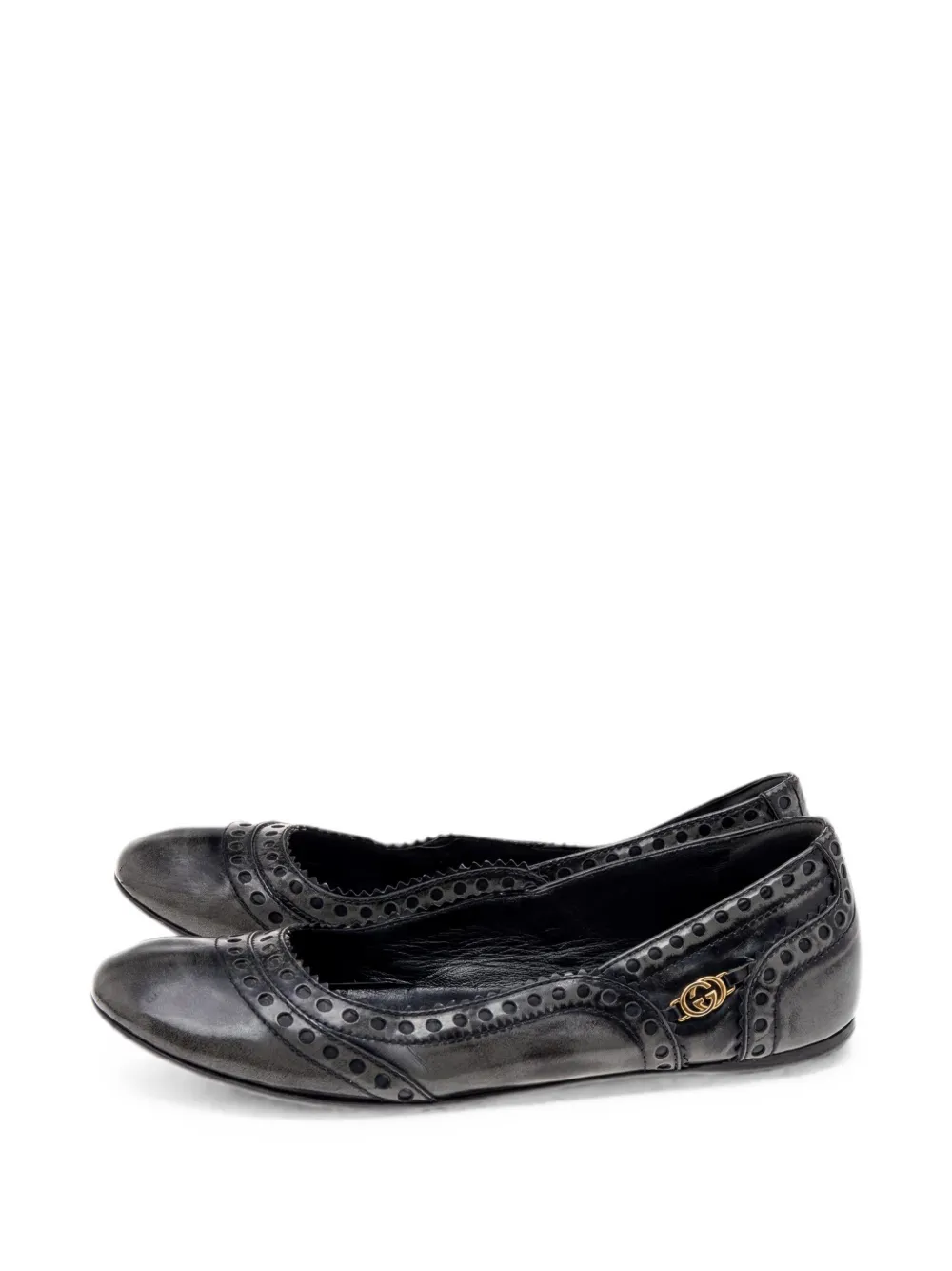 Gucci Pre-Owned Brogue logo-accent ballet flats - Grau