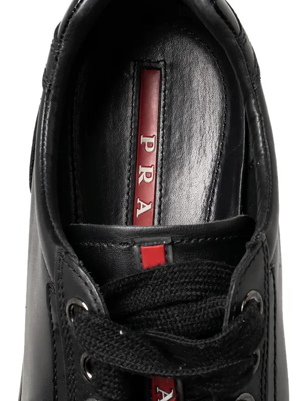 PRADA ブラック レザー スニーカー Prada Pre-Owned プラダ スポーツ レザースニーカー | ブラック