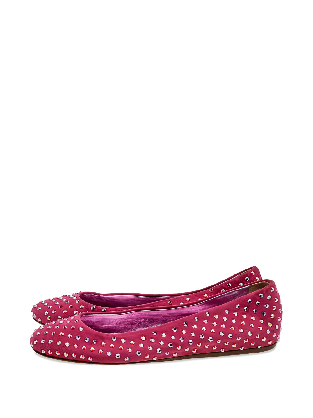 Le Silla crystal-embellished suede ballet flats - Rosa