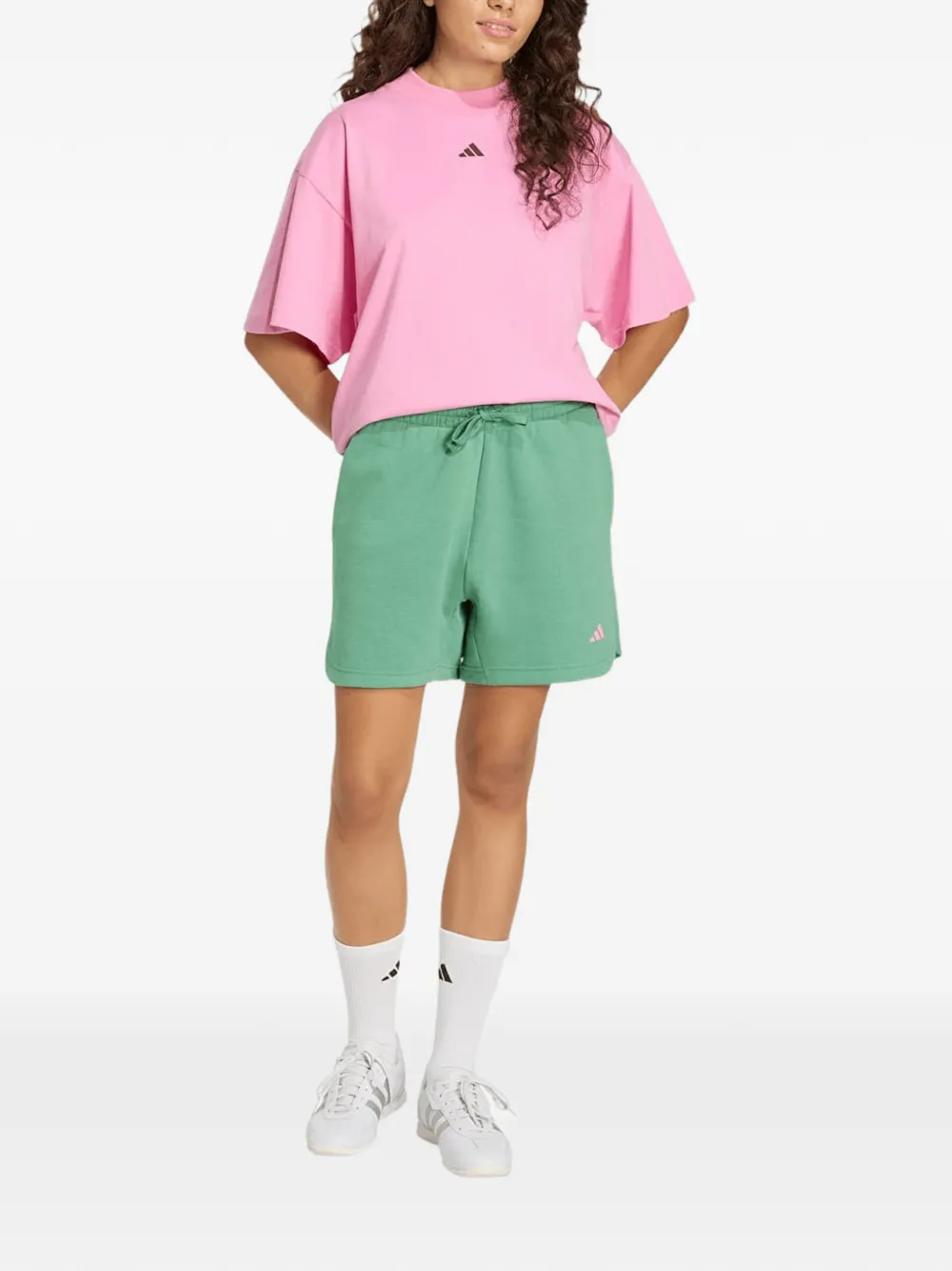  Adidas Pantalones Cortos Con Logo Bordado - Verde 