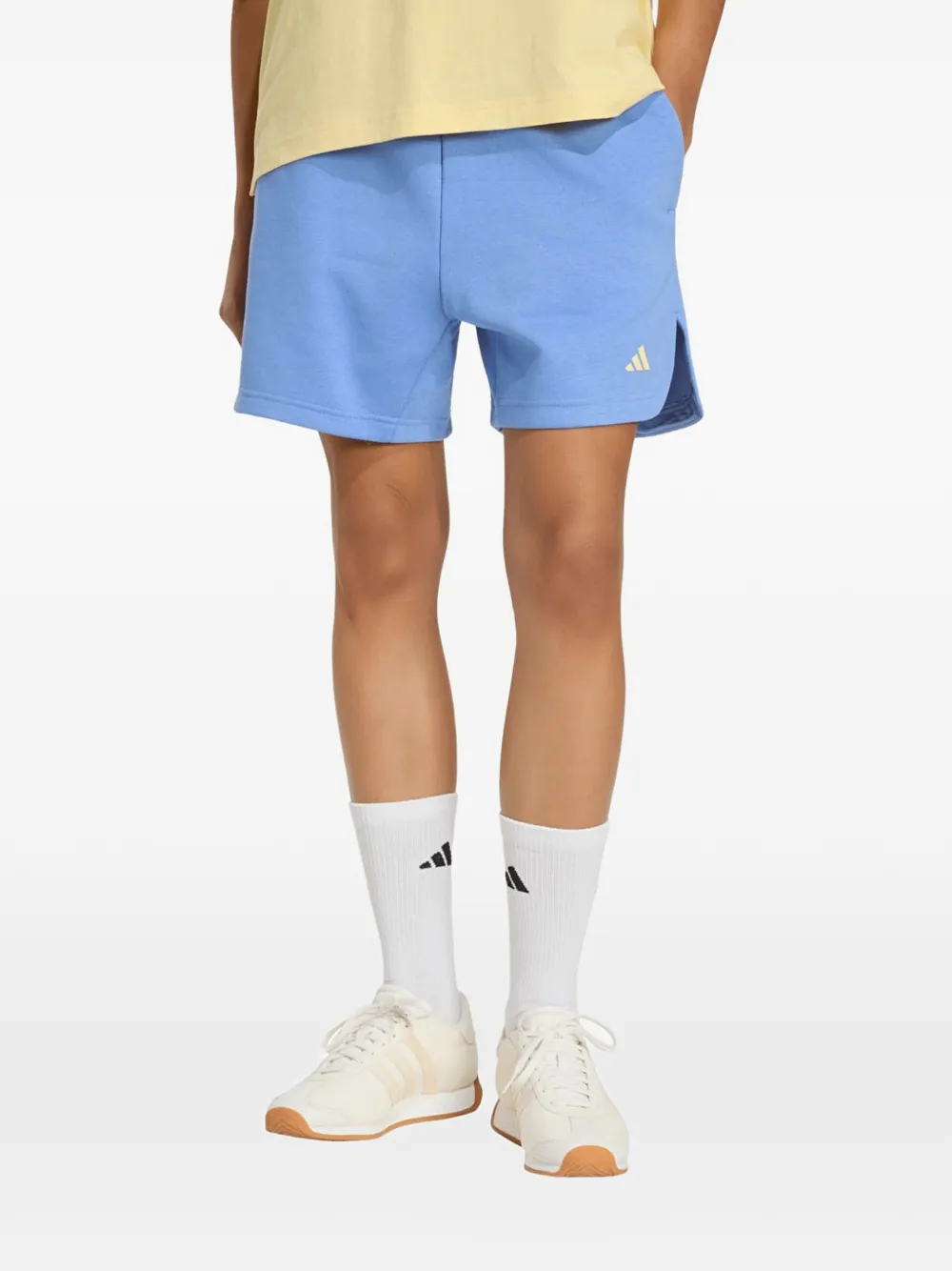adidas logo-print side-slit shorts - Blue