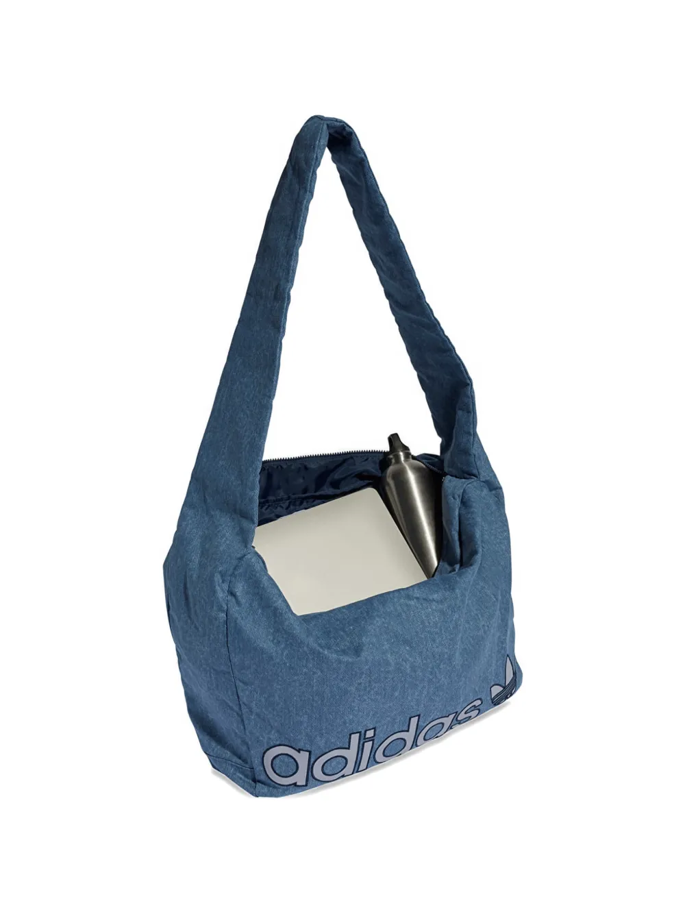 adidas Shopper schoudertas met gewassen effect en logoprint Blauw