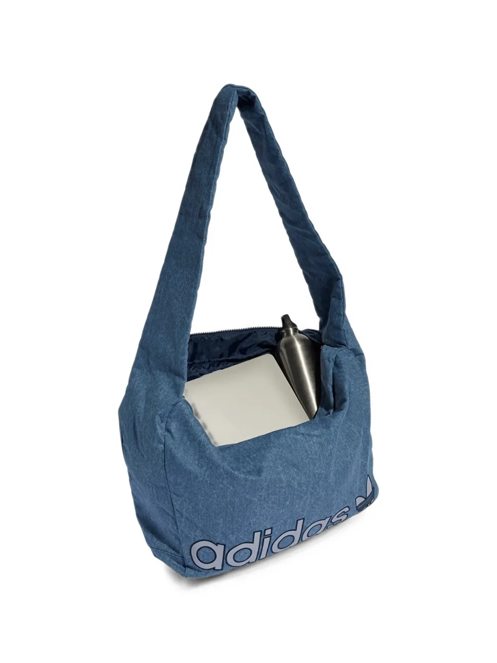 adidas Shopper schoudertas met gewassen effect en logoprint Blauw