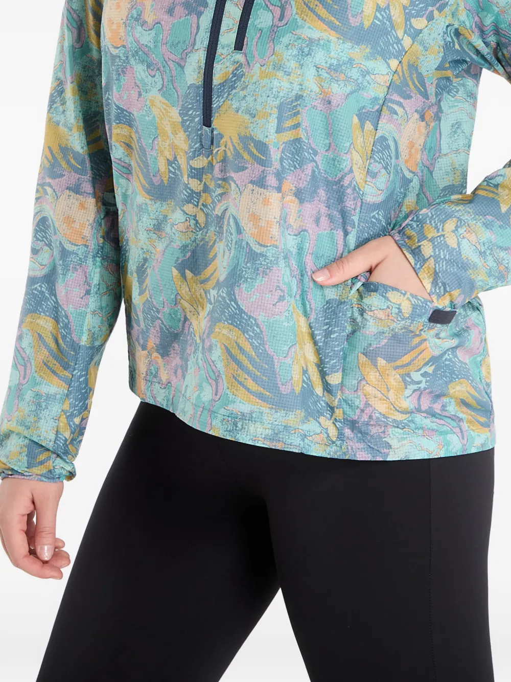 Patagonia abstracte print sweater met kwart rits Blauw