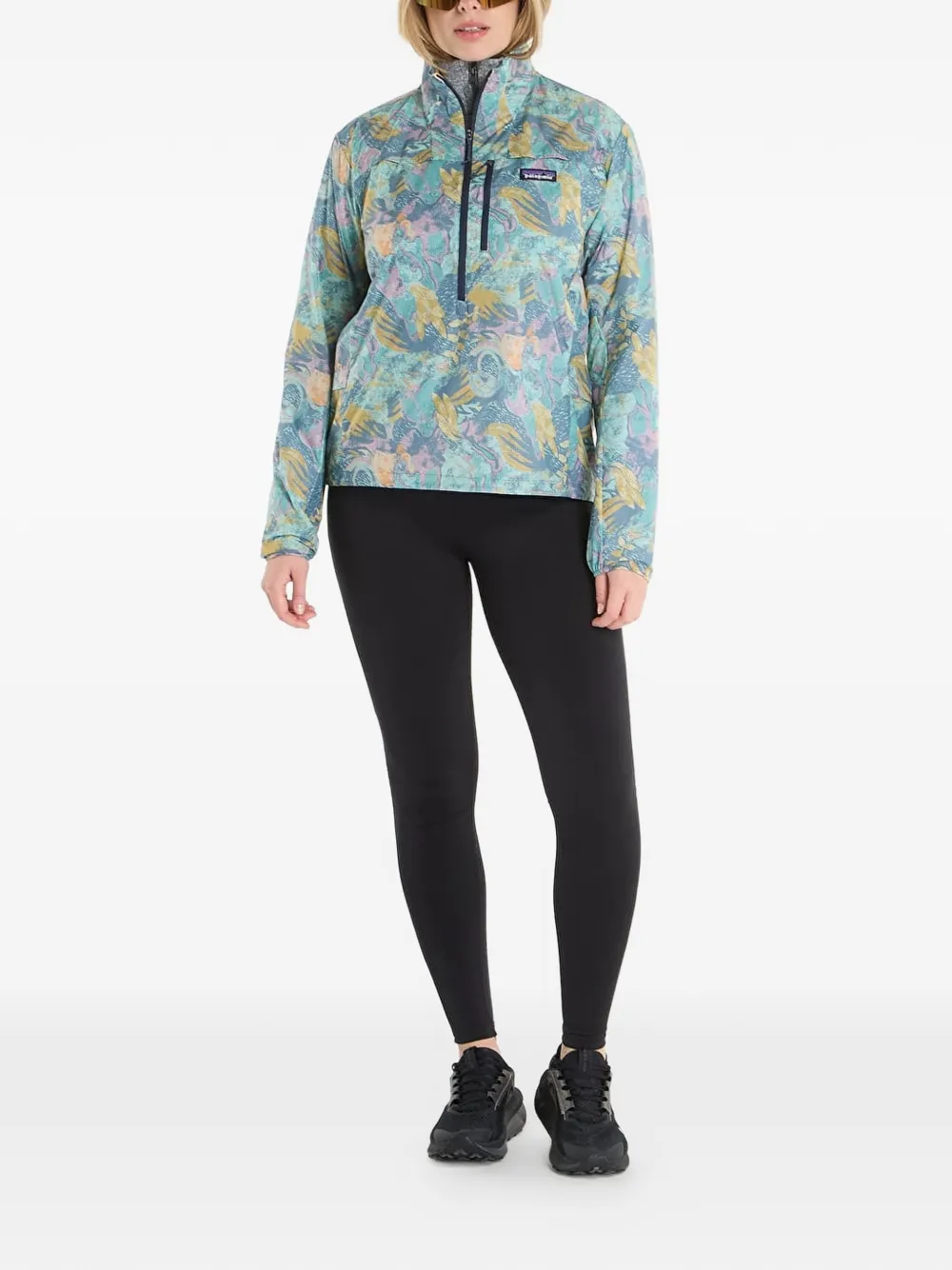 Patagonia abstracte print sweater met kwart rits Blauw