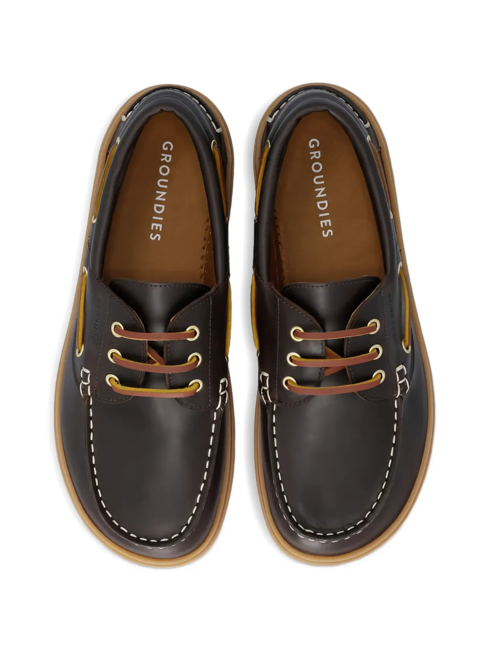 GROUNDIES Tide bootschoenen met contrasterend stiksel Bruin