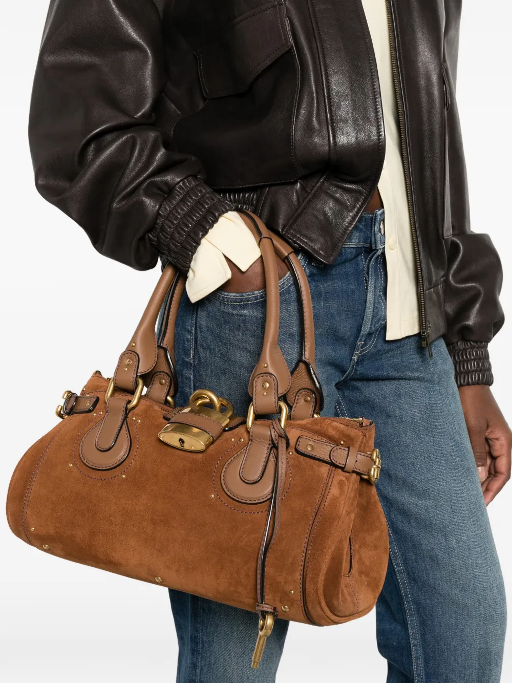 Chloé Paddington suède en leren tas Bruin
