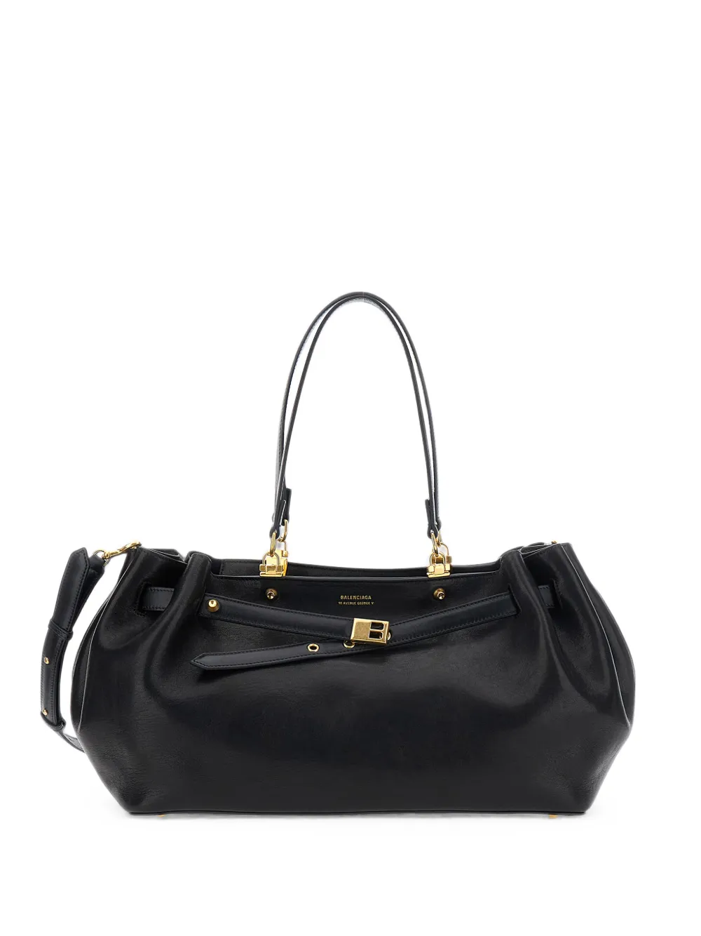 Balenciaga Borsa a spalla Fan media in pelle - Nero
