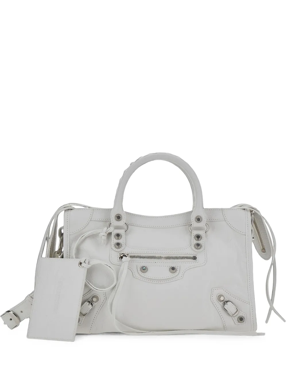 Balenciaga Small Le City Leather Tote Bag In White