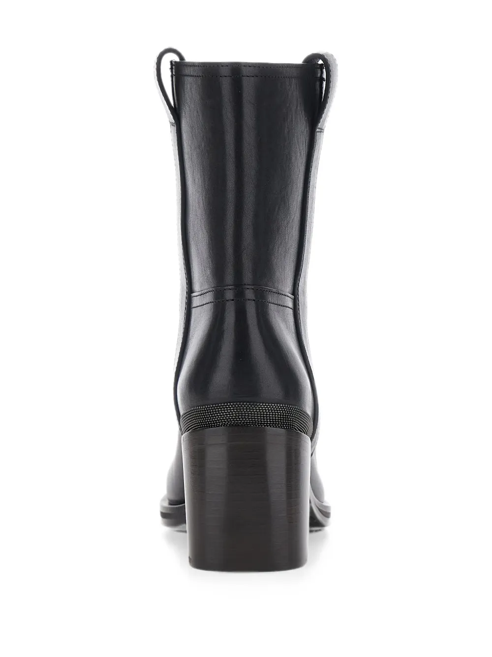 Brunello Cucinelli monili-chain leather ankle boots Zwart