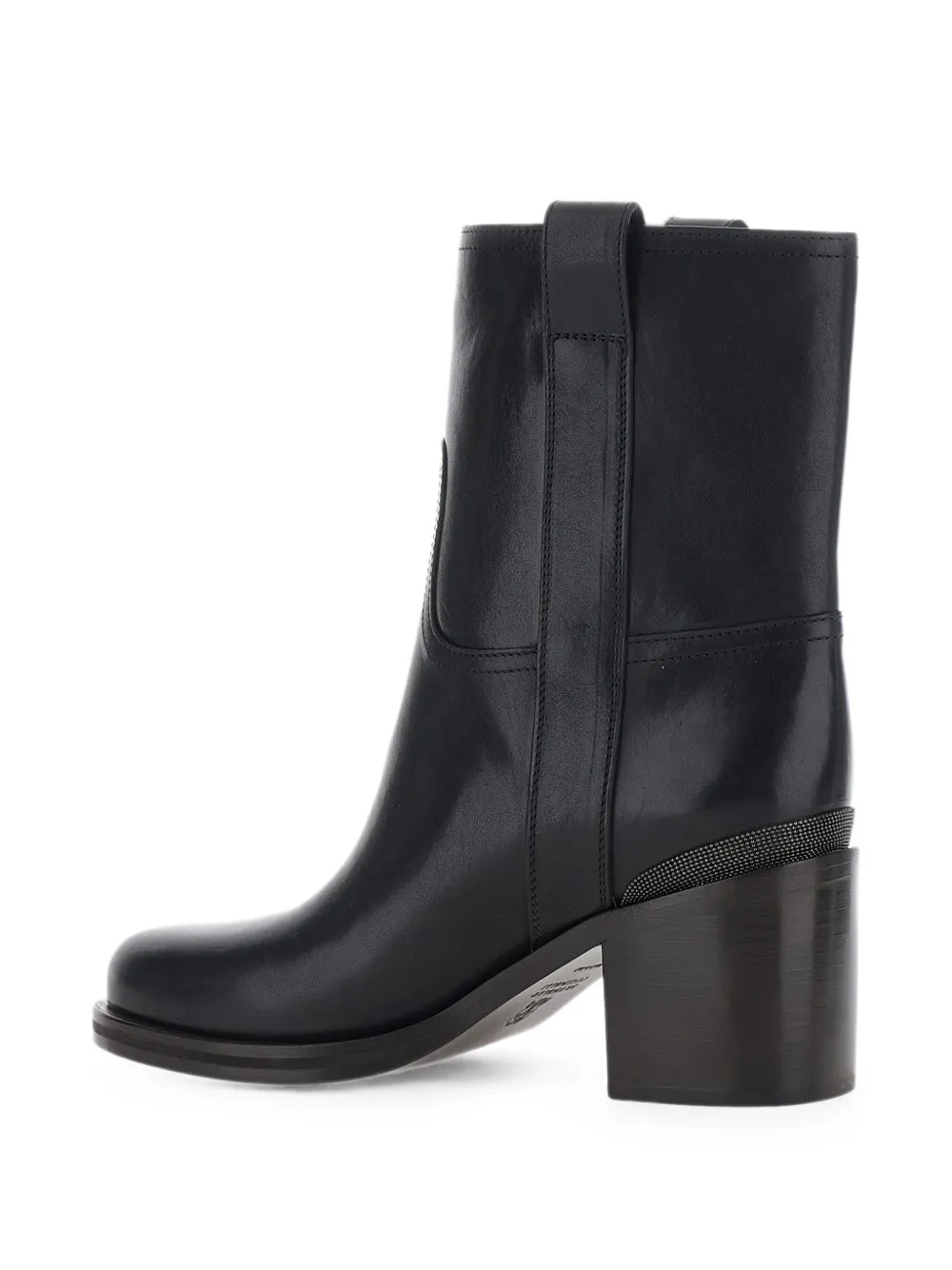 Brunello Cucinelli monili-chain leather ankle boots Zwart