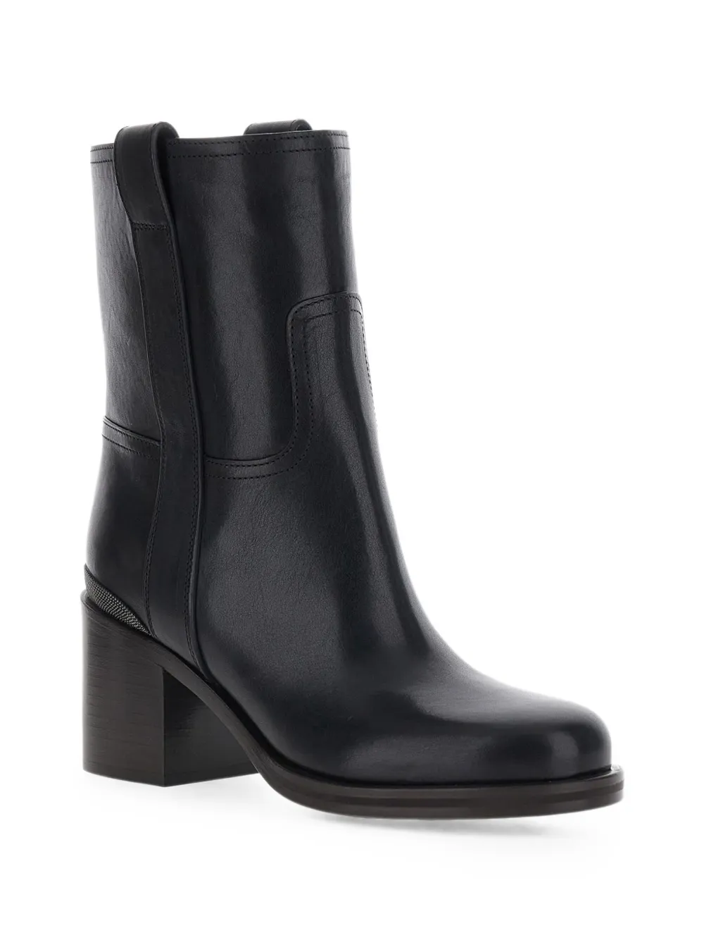Brunello Cucinelli monili-chain leather ankle boots Zwart