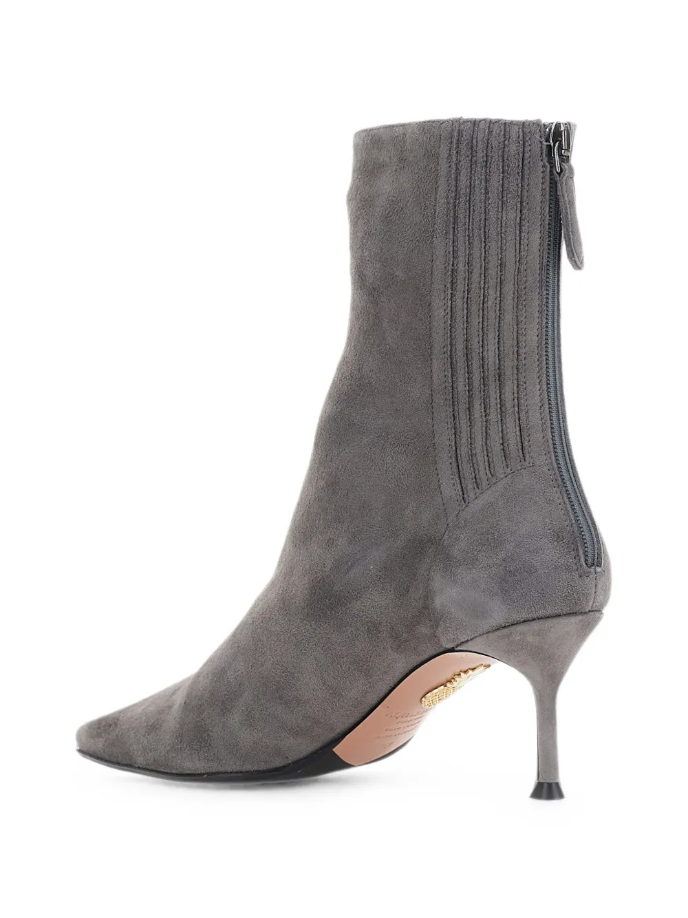 Aquazzura ribbed-panel suede ankle boots Grijs