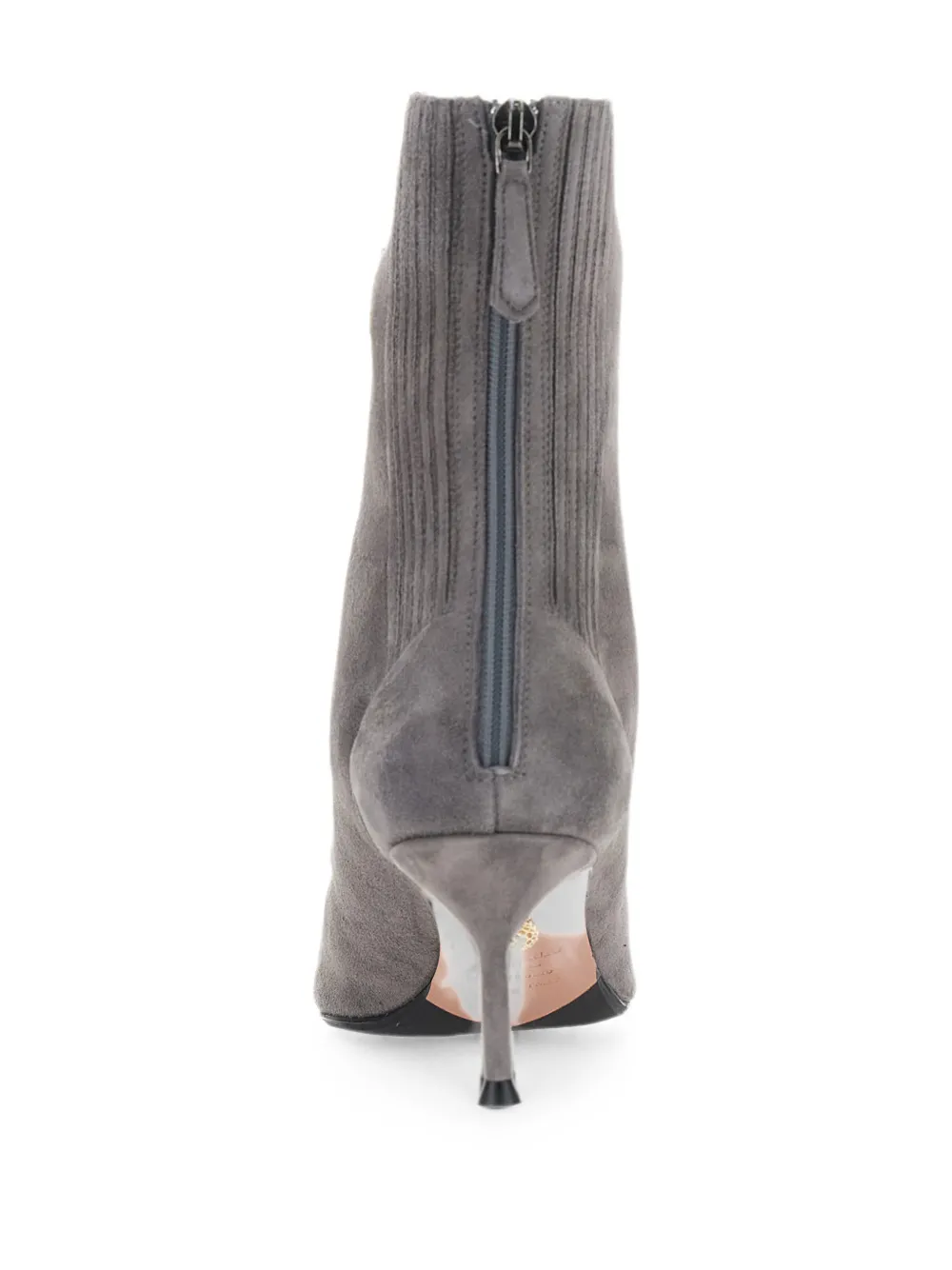 Aquazzura ribbed-panel suede ankle boots Grijs