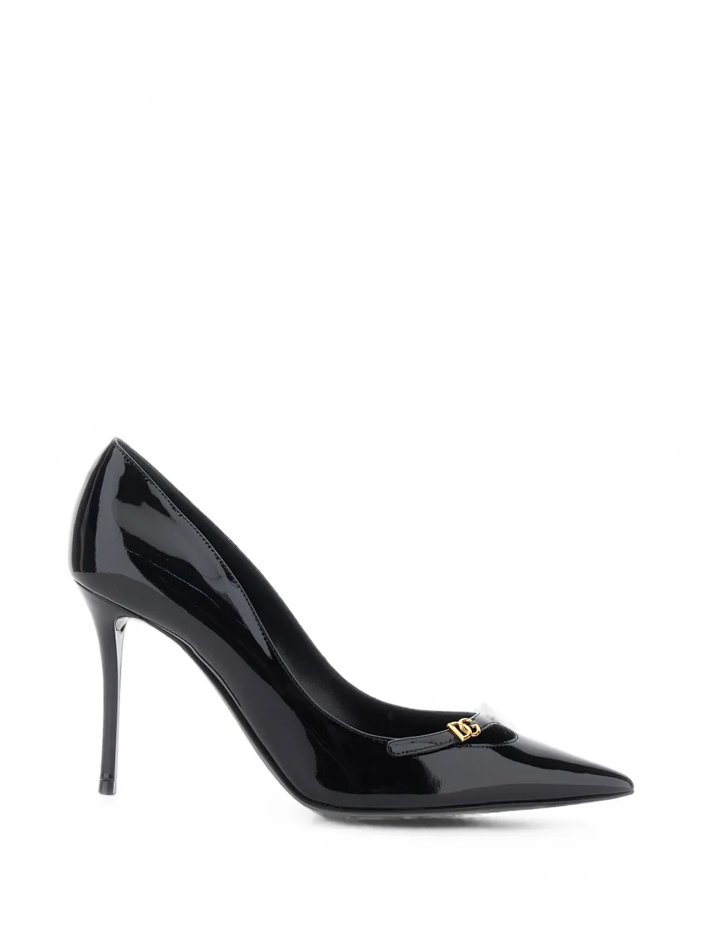 Dolce & Gabbana Dg Logo Patent-leather Pumps In Black