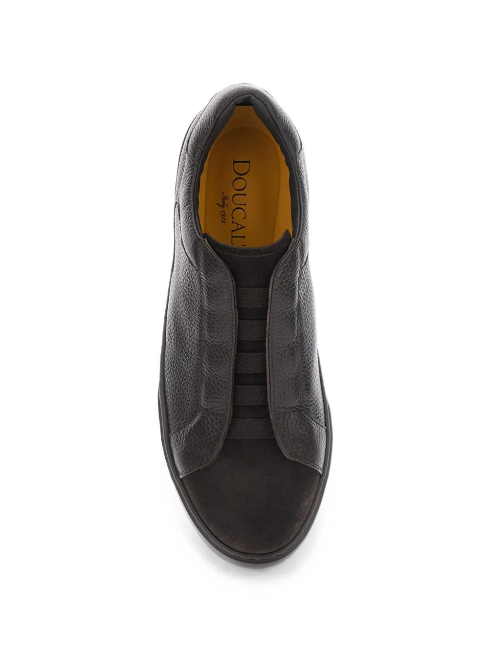Doucal's grainy-leather panelled sneakers Bruin