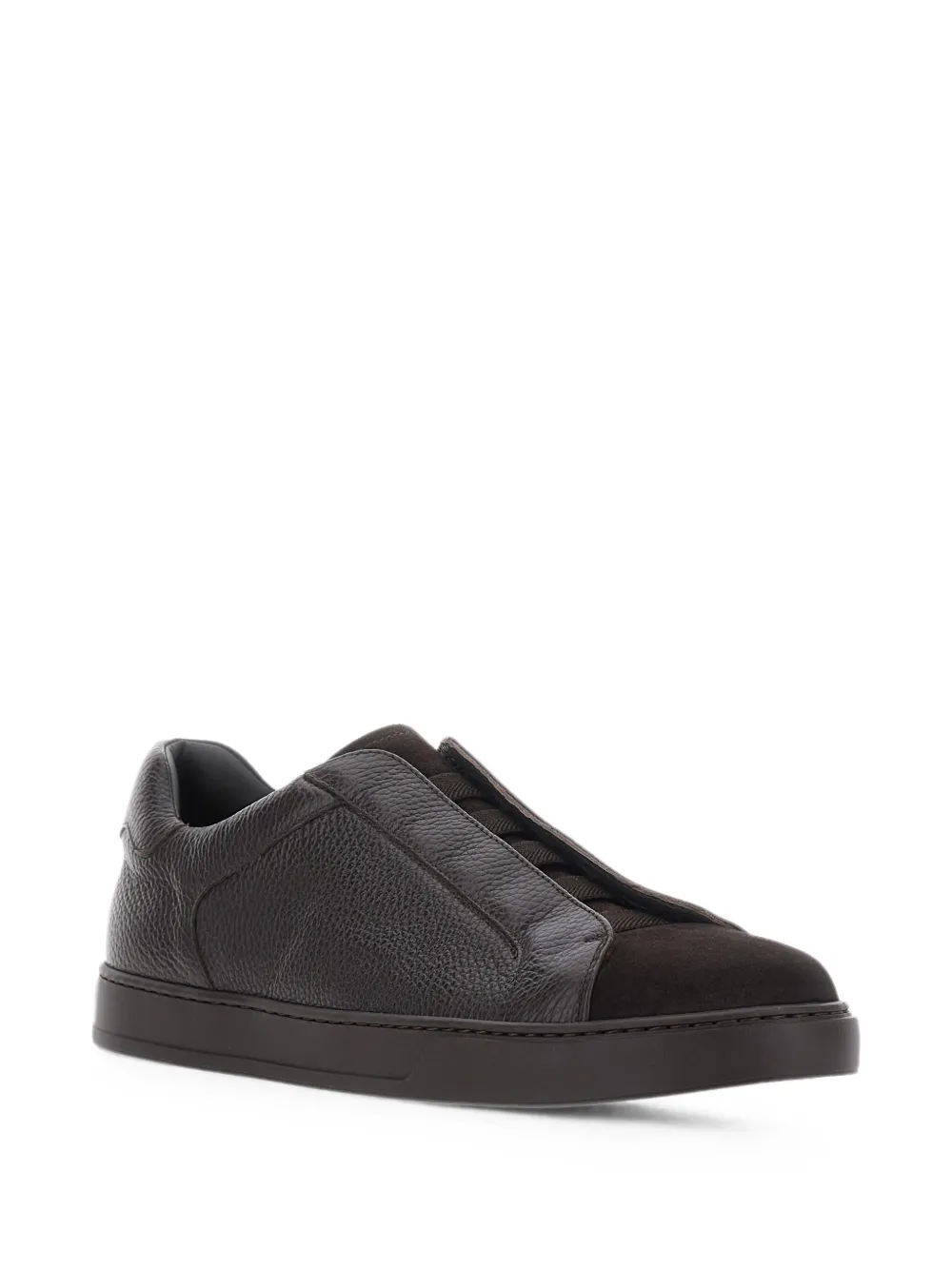 Doucal's grainy-leather panelled sneakers Bruin