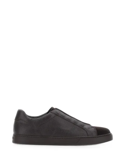Doucal's grainy-leather panelled sneakers