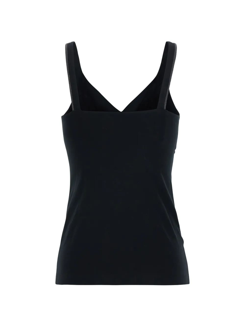 Brunello Cucinelli Top met V-hals en Monili-afwerking Zwart