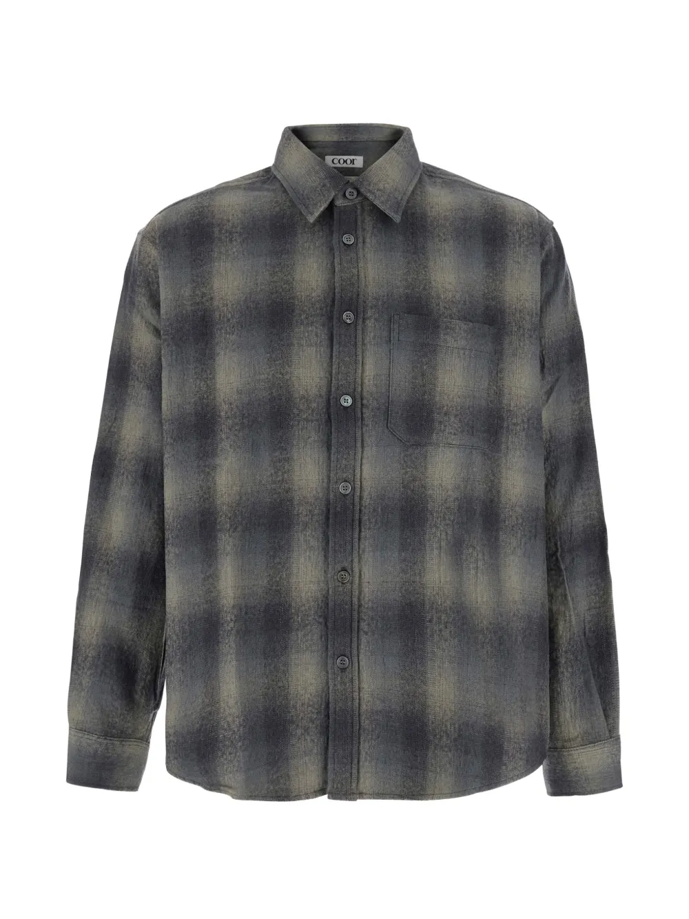 Coor Check-pattern Patch-pocket Shirt In Gray