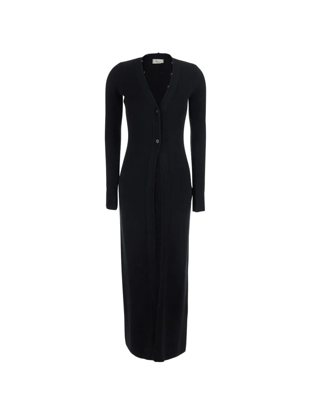 Blumarine faux-fur collar ribbed cardigan Zwart