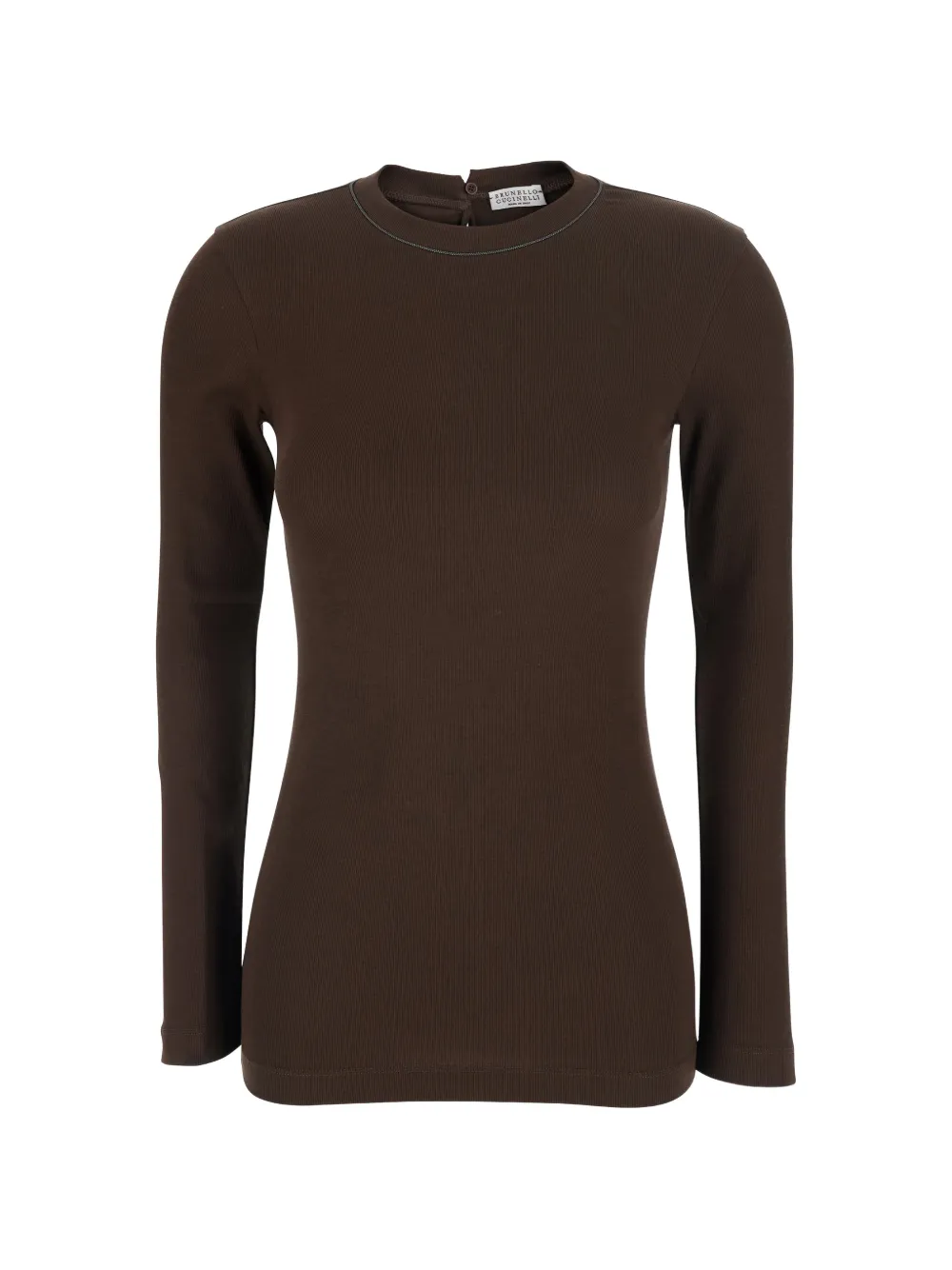 Brunello Cucinelli monili-trim long-sleeve T-shirt - Braun
