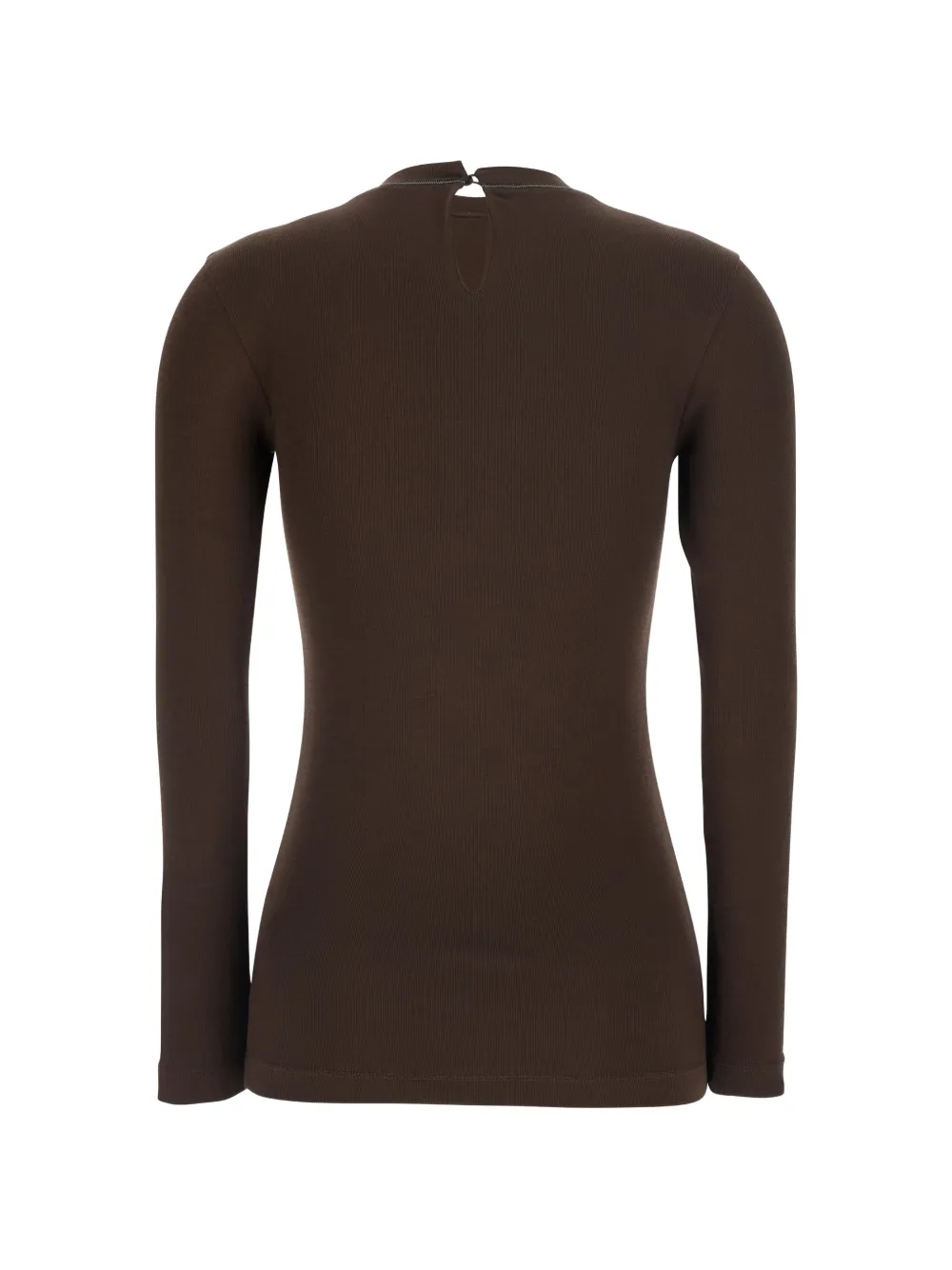 Brunello Cucinelli T-shirt met lange mouwen en monili afwerking Bruin