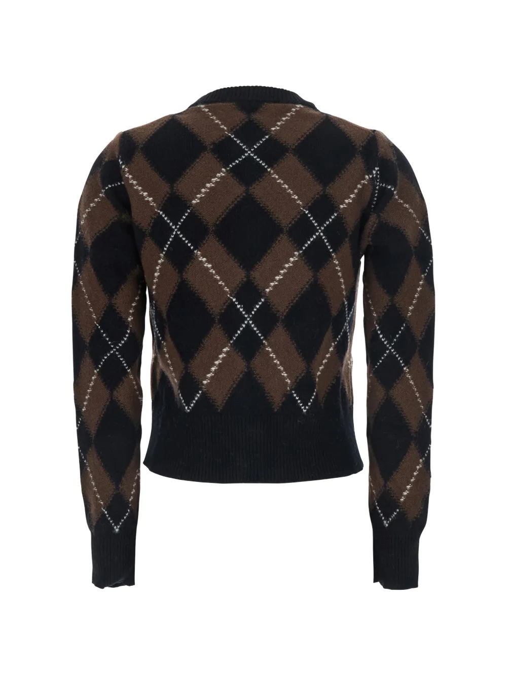 AMI Paris Gebreid vest met logo-patch en argyle-patroon Zwart