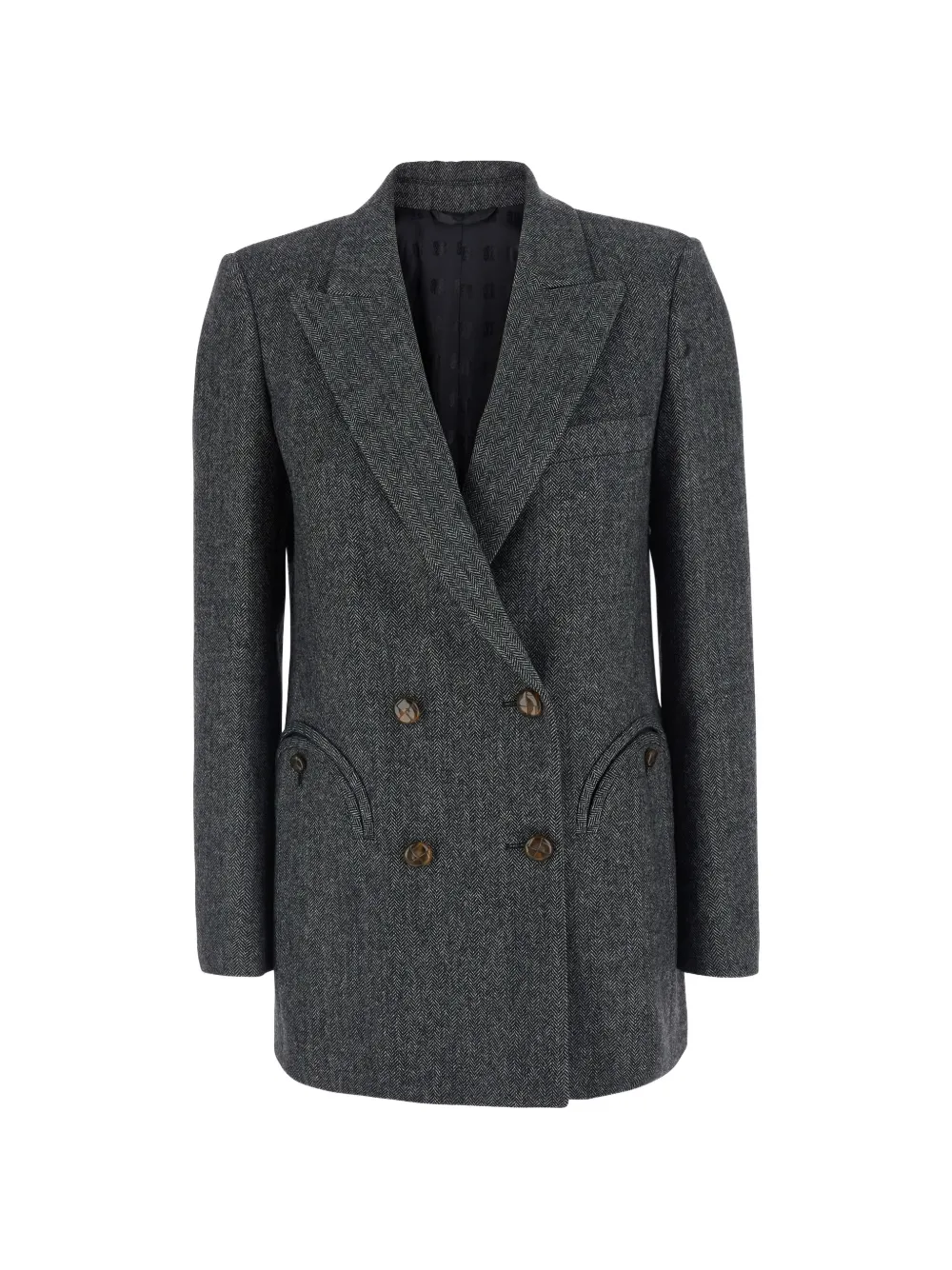 Blazé Milano herringbone-pattern double-breasted blazer - Grigio