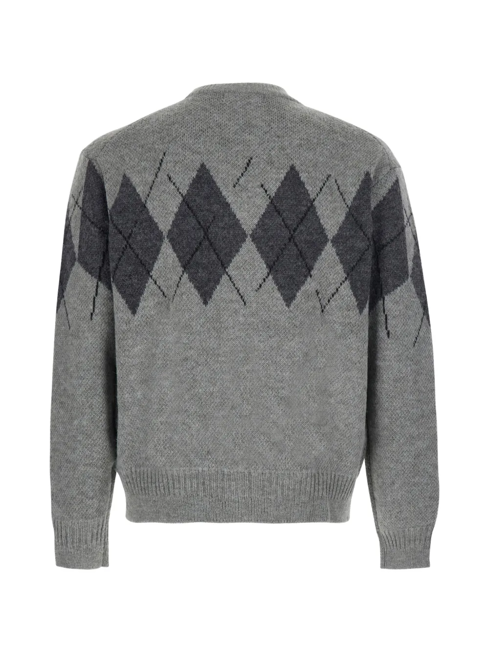 Coor Argyle-pattern Zip-up Sweater In Gray