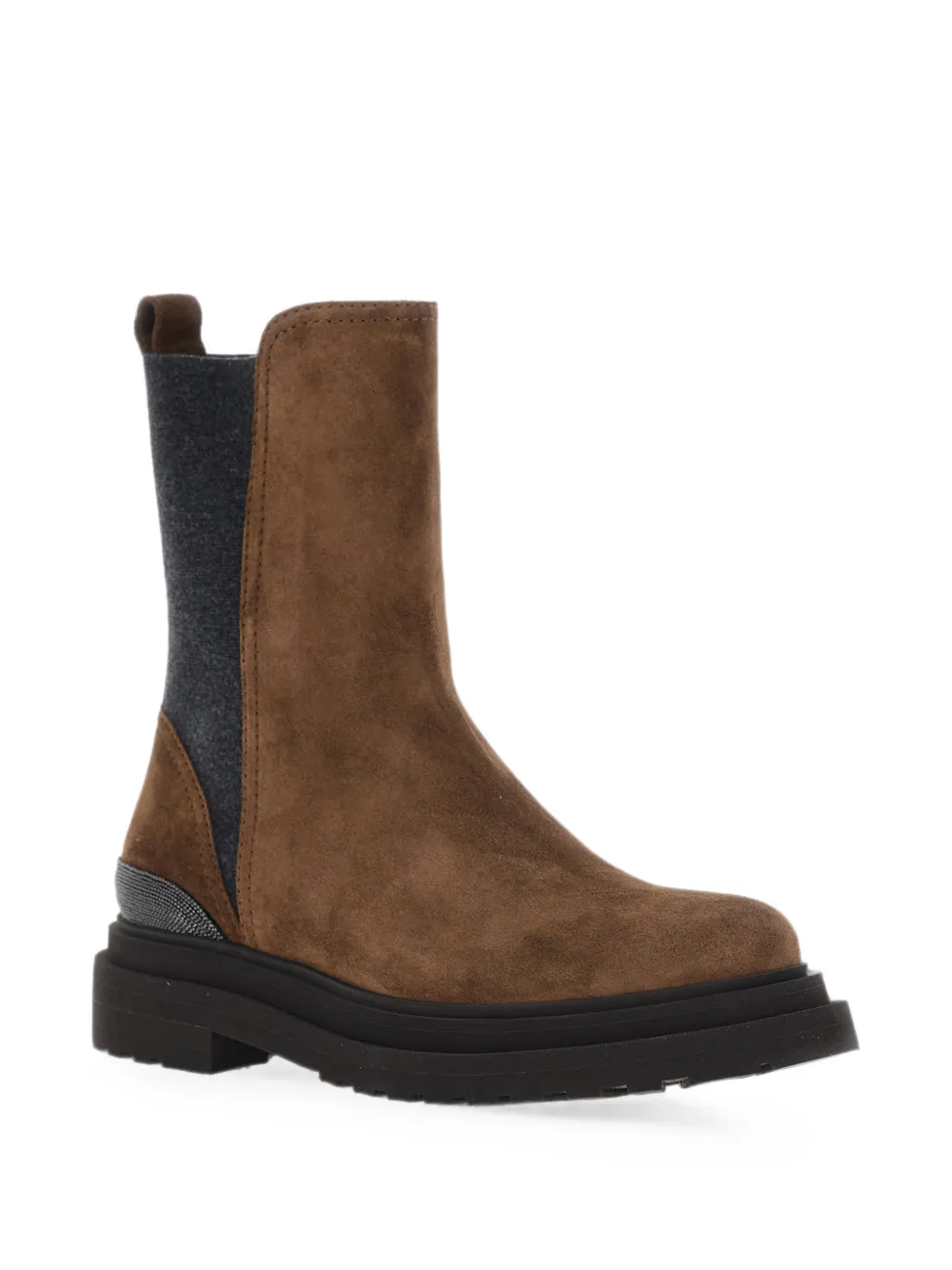 Brunello Cucinelli monili-embellished suede ankle boots Bruin