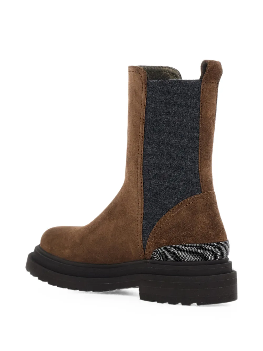 Brunello Cucinelli monili-embellished suede ankle boots Bruin
