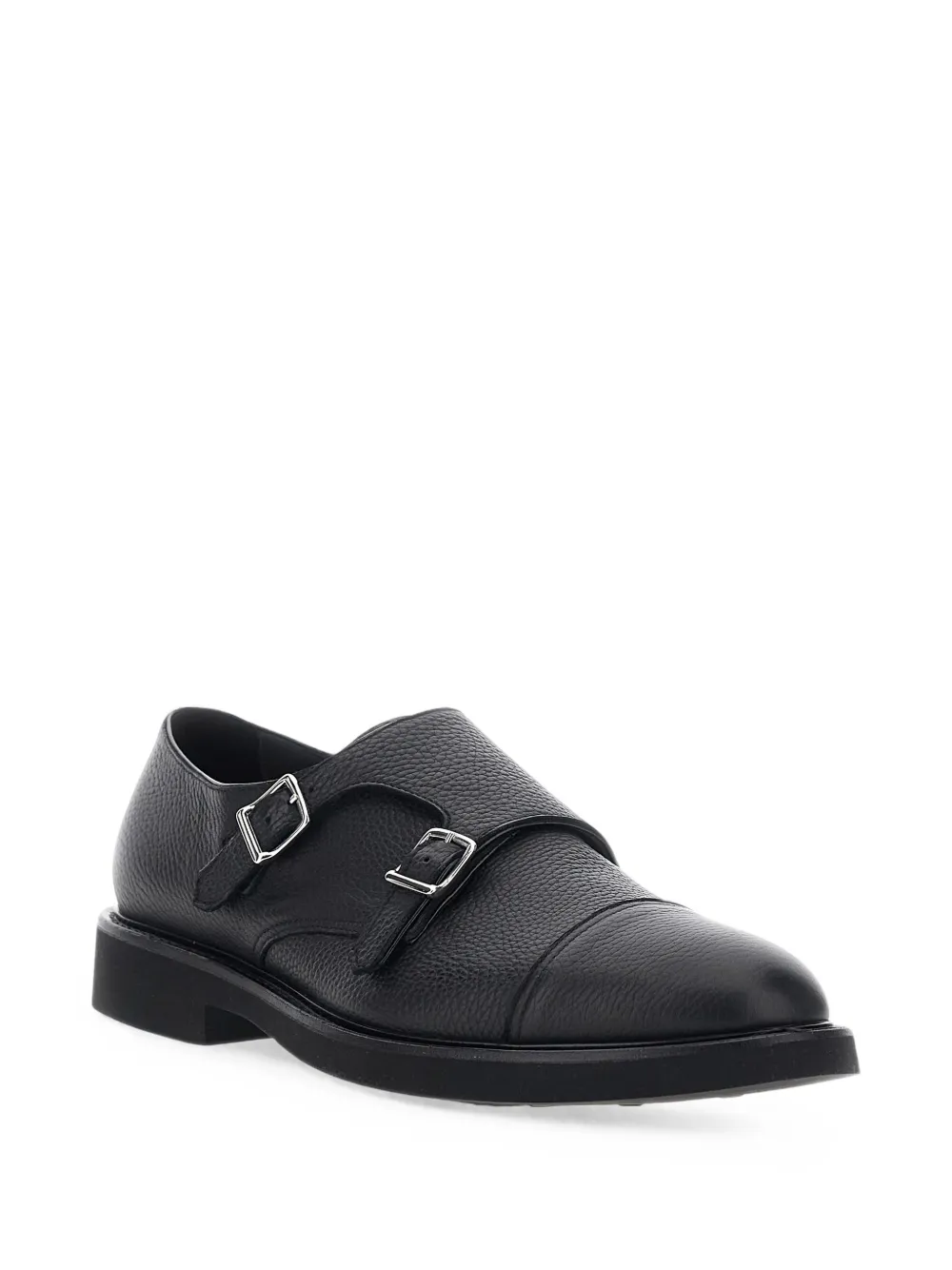 Doucal's double-strap leather monk shoes Zwart